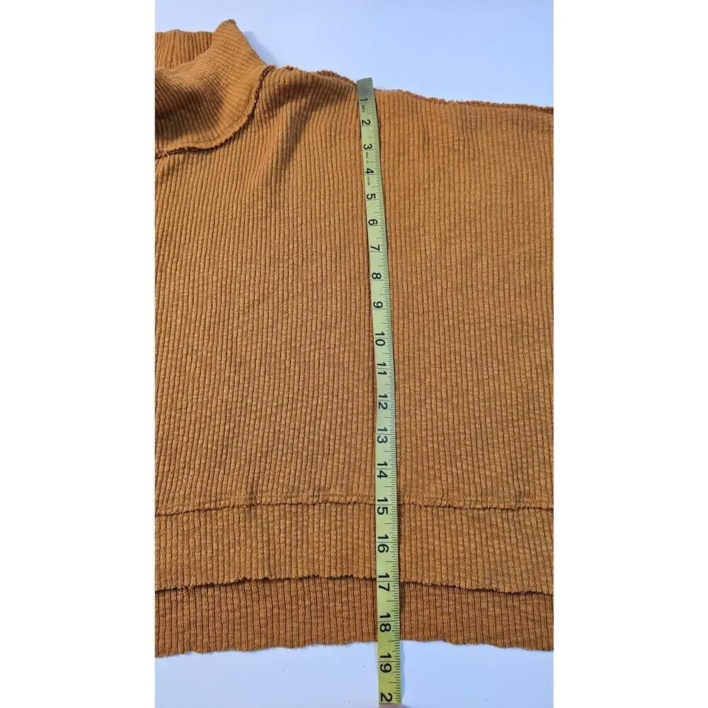 Free people S slouchy raglan oversized cowl neck sweater top EUC fall orange